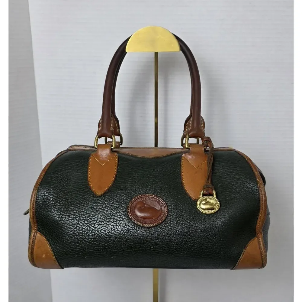 Dooney & Bourke Vintage‎ AWL Leather Gladstone Satchel Green and British tan
